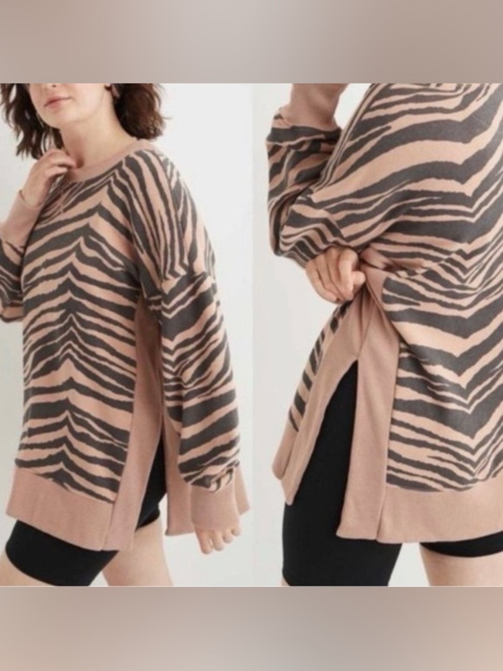 Aerie Oversized Animal Print Crewneck